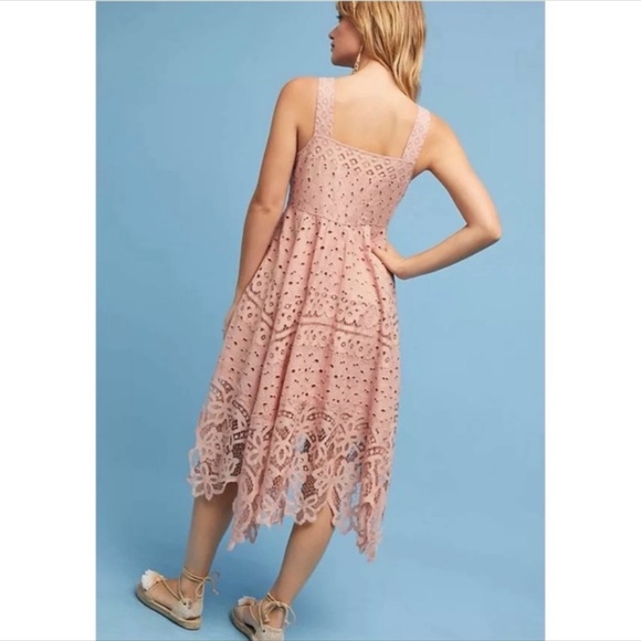 Maeve Pink Azia Lace Anthropologie Midi Dress - Picture 2 of 9